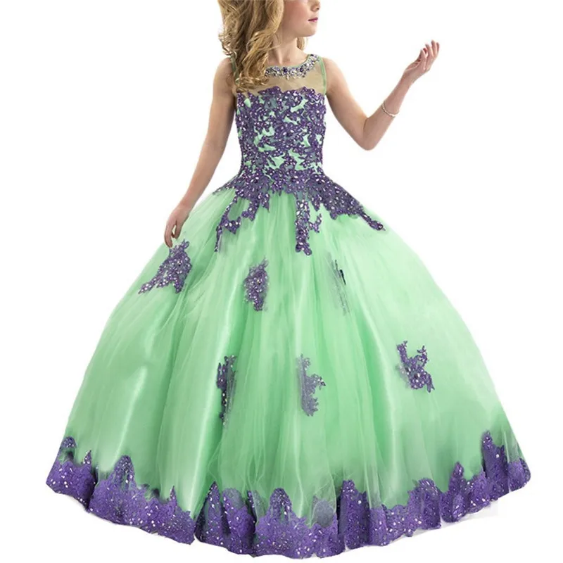 Top Trends: Sleeveless New Summer Flower Girl Dress Kids Ball Gowns First Communion Dresses Pageant Girls Floor Length Tulle 2-14Y Shoppable Styles