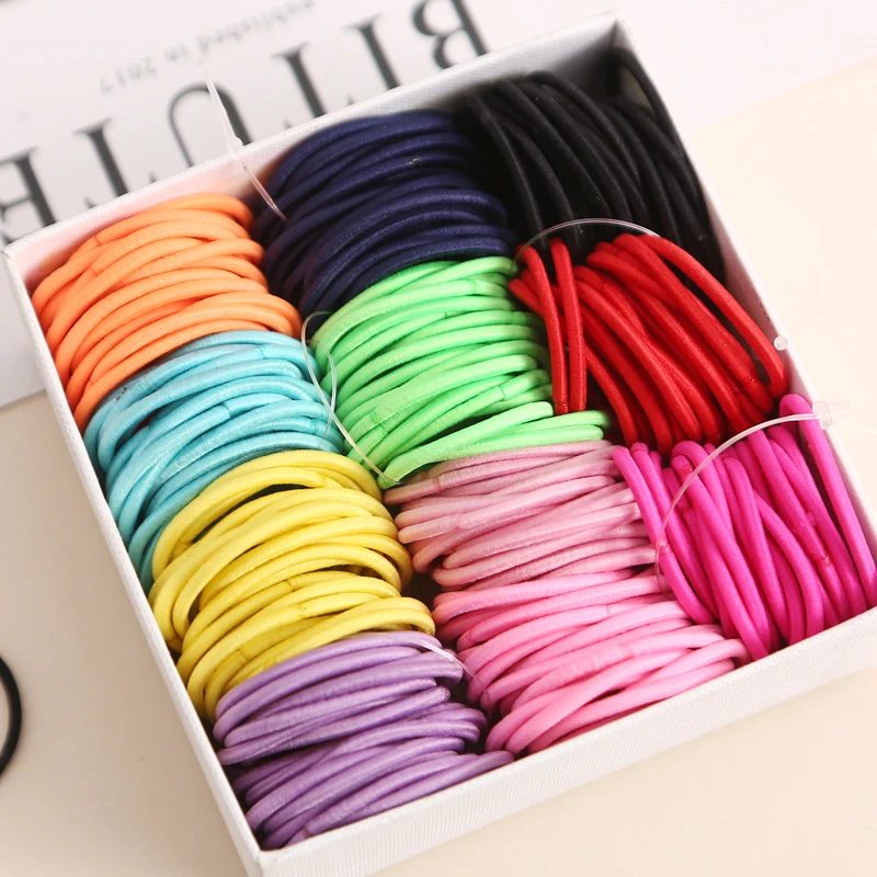 Top Trends: AIKELINA 100pcs / lot 3CM Cute Girl Ponytail Hair Holder Hair Accessories Thin Elastic Rubber Band For Kids Colorful Hair Ties Shoppable Styles