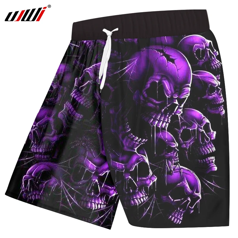 Top Trends: UJWI New Plus Size Women / Men's 3d Skull Printed Shorts Purple Red Broken Skull Shorts For Hip Hop Wok Shorts Board 5XL Shoppable Styles