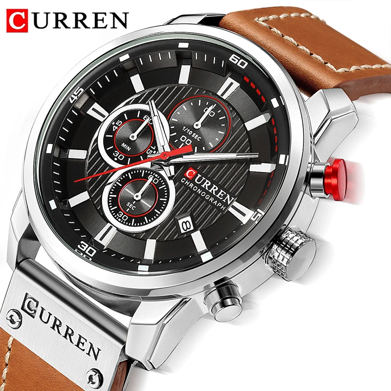 Top Trends: Reloj CURREN 8291 Watch Men Chronograph Mens Sport Watches Leather Military Quartz Watch Waterproof Male Clock Relogio Masculino Shoppable Styles