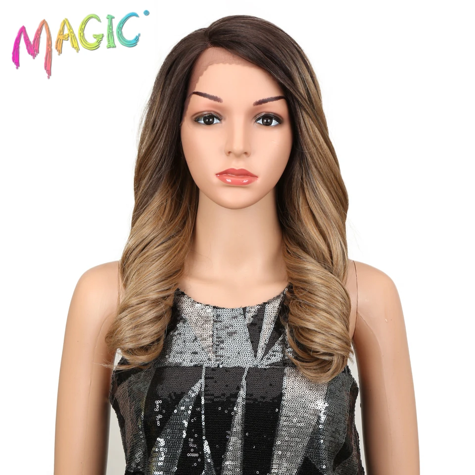 Top Trends: Magic Hair 150 Density Ombre Blonde Wigs 20 Inch Heat Resistant Loose Wavy Fiber Hair Synthetic Lace Front Wigs For Black Women Shoppable Styles