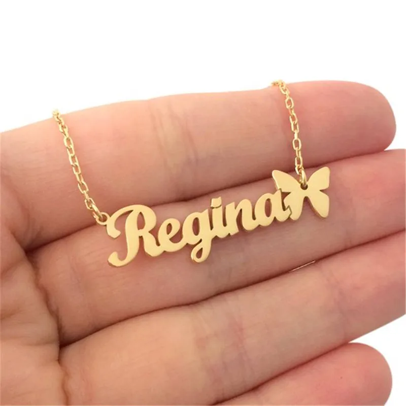 Top Trends: 1Pcs Fancy Pattern Custom Name Text Pendant Stainless Steel Neckalces Choose Your Accessory Font Personalised Jewellery Shoppable Styles