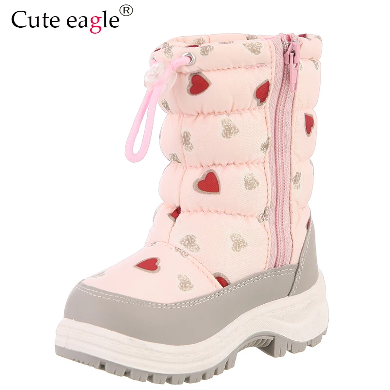 Top Trends: Cute Eagle Winter Girl's Nonslip Snow Boots Kids Mountaineering Skiing Warm Felt Boots School Outdoor Activities Eur Size 22-33 Shoppable Styles