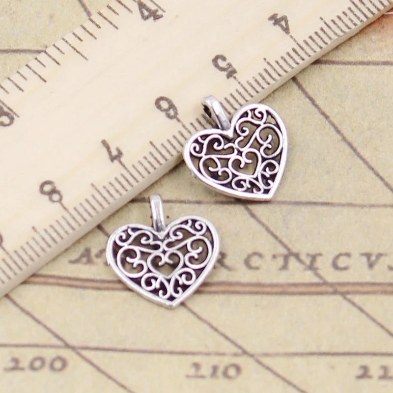 Top Trends: 30pcs Charms Hollow Lovely Heart 16x14mm Tibetan Bronze Silver Color Pendants Antique Jewelry Making DIY Handmade Craft Shoppable Styles