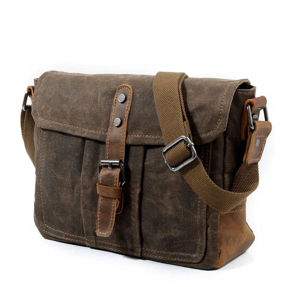 Top Trends: New Men Retro Messenger Bags Casual Canvas Waterproof Simple Shoulder Bag Cross Section Oil Wax Bag Shoppable Styles