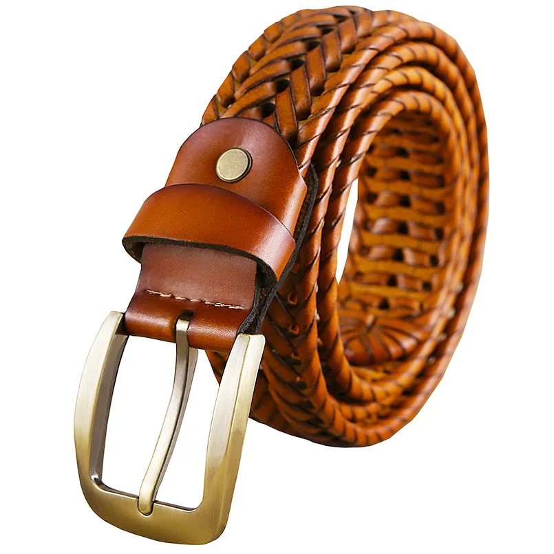 Top Trends: Luxury Genuine Leather Braided Belt Man Fashion Men Belts Quality Cow Skin With Faux Leather Waist Strap Male For Jeans W 3.3 Cm Shoppable Styles - Image 2