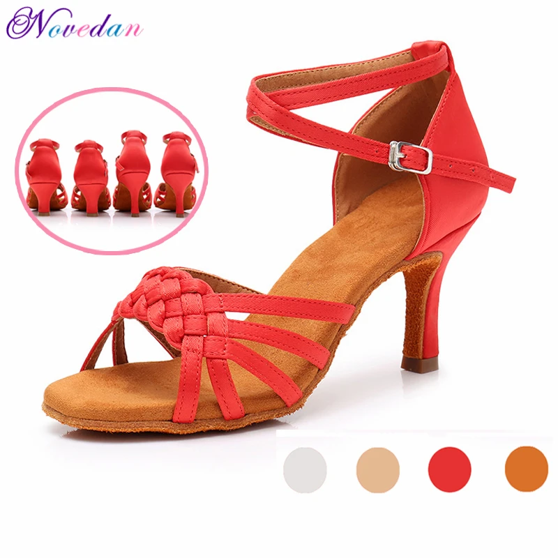 Top Trends: New Red White Women Latin Dance Shoes Ballroom Tango Ladies Girls Soft Sole Satin Salsa Dancing Shoes For Women Grils Shoppable Styles