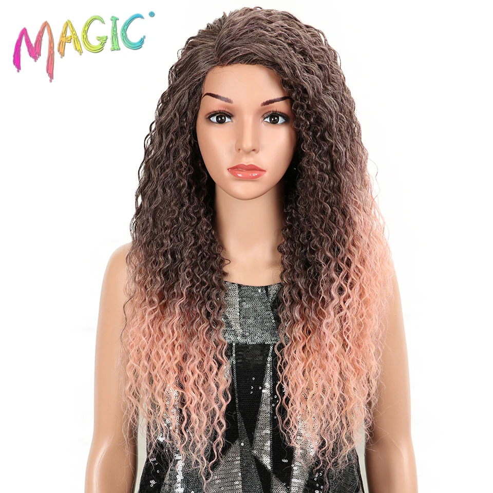 Top Trends: MAGIC Wigs For Black Women Kinky Curly Hair 26&quot; Synthetic Side Part Lace Wig Glueless Heat Resistant Fiber Hair Lace Wig Shoppable Styles