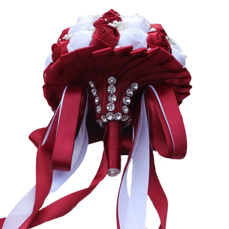 Top Trends: WifeLai-A Ramos De Novia Burgundy Red White Crystal Bridal Bouquet Custom Artificial Flower Bridesmaid Wedding Bouquet W224A-2 Shoppable Styles - Image 4