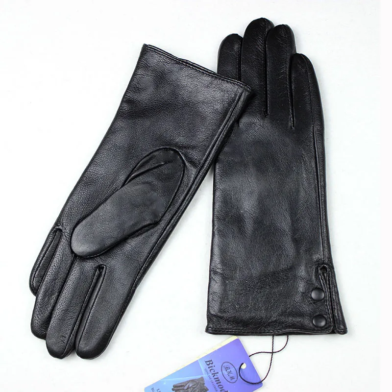 Top Trends: Winter Warm Leather Gloves Women Fashion Button Style Thin Wool Autumn Thick Velvet Lining Outdoor Cycling Gloves Shoppable Styles