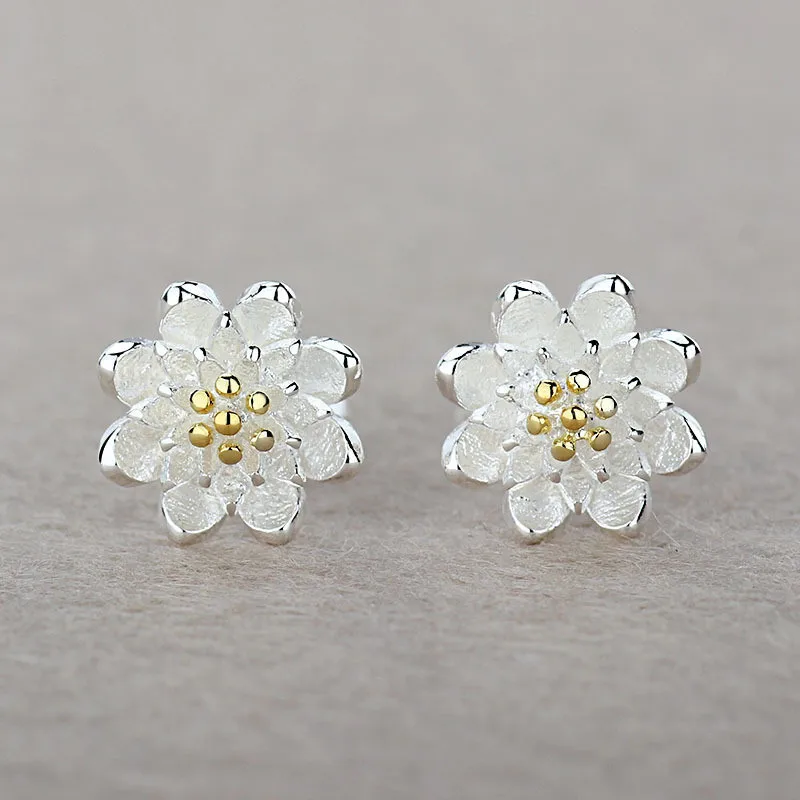 Top Trends: Boutique Lady Shining Flower Fashion 925 Sterling Silver Stud Earring Cartilage Piercing Earings Boho Jewelry Gift For Women Shoppable Styles