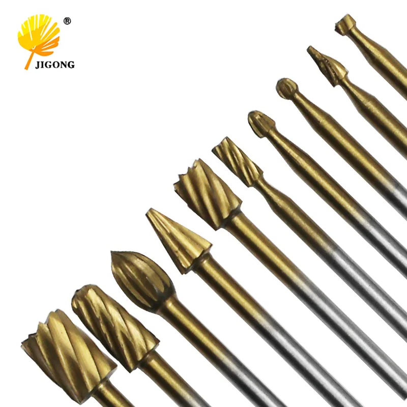 Rotary File Cutter 10pc HSS Rotary File Cutter Set for Wood Carving
