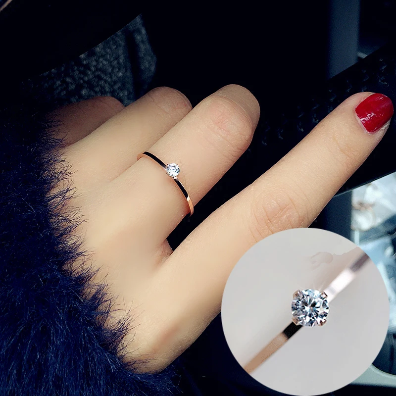 Top Trends: Fine Jewelry Titanuim Steel Rose Gold Color Ring CZ Crystal Ring For Women Couple Finger Rings Love Wedding Size3-9 R101 Shoppable Styles - Image 2