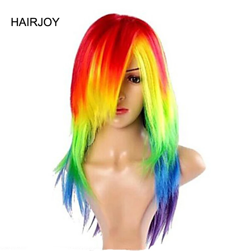 Top Trends: HAIRJOY Synthetic Hair Women's Cosplay My Little Pony Rainbow Dash Multi Color Heat Resistant Party Wig Shoppable Styles