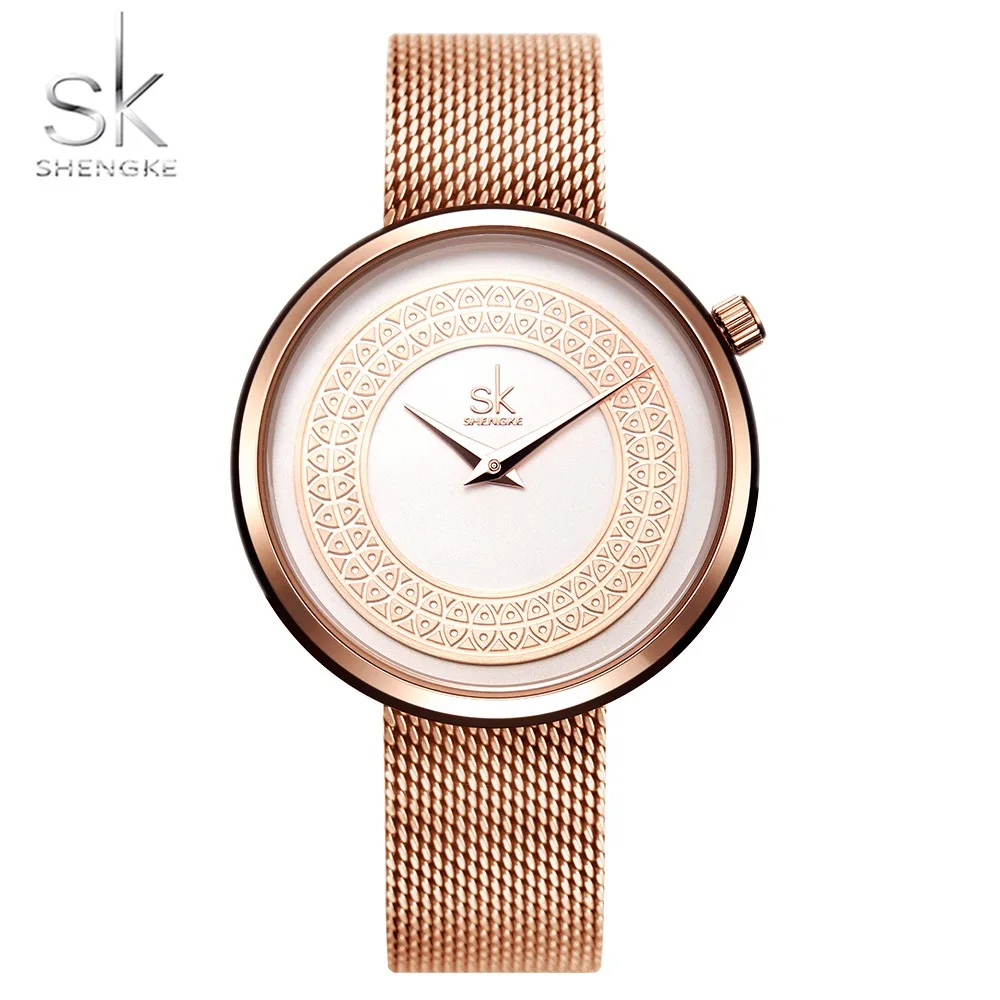 Top Trends: Shengke Women Watches Women Fashion Clock Vintage Design Ladies Watch Luxury Brand Classical Gold Metal Slice Zegarek Damski Shoppable Styles