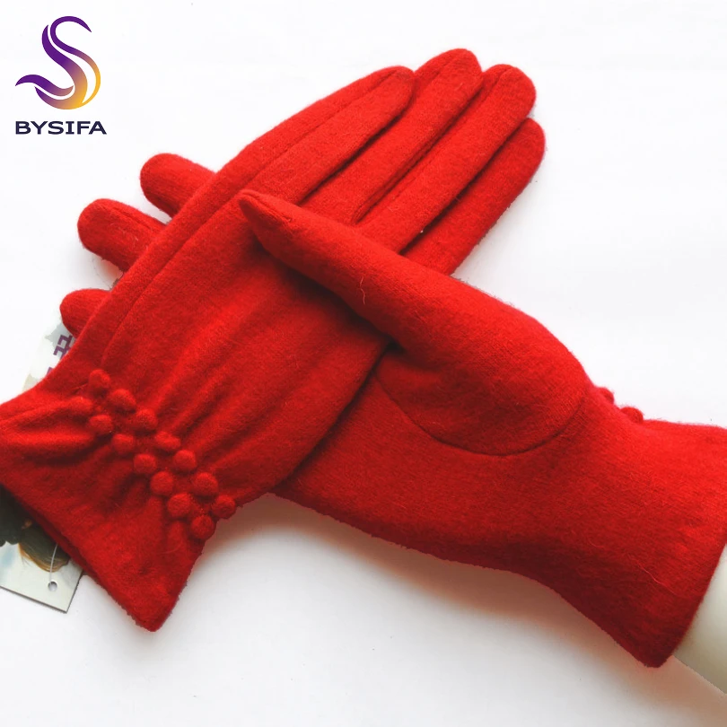 Top Trends: BYSIFA Winter Women Wool Gloves New Thick Warm Touch Screen Ladies Gloves Spring Autumn Soft Elegant Hot Pink Mittens Gloves Shoppable Styles - Image 4