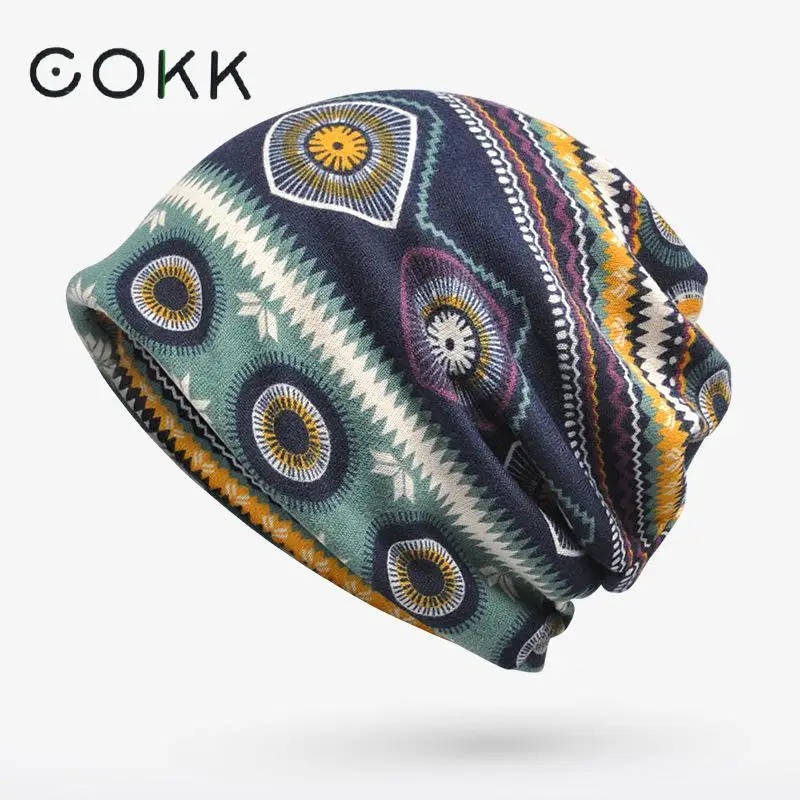 Top Trends: COKK Women Hat Autumn Winter Beanie Hats For Women Lady Men Vintage Bonnet Turban Hat Female Stretch Elastic Ear Protect Cotton Shoppable Styles