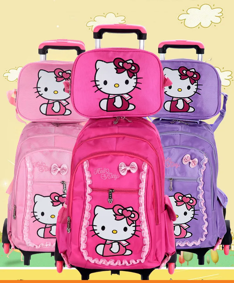 Hello Kitty 2-osaline ratastega reisi- või koolikott