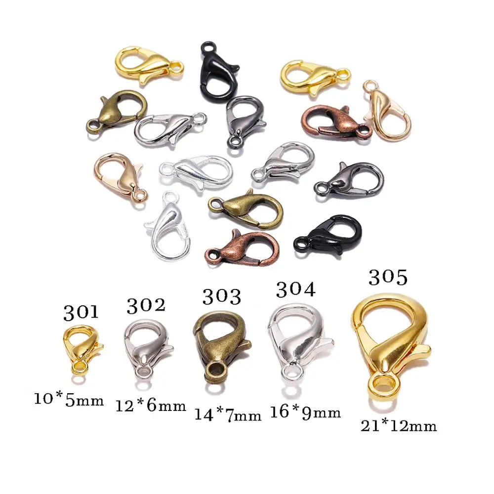 Top Trends: 50pcs / lot 10 12 14 16mm Gold Alloy Lobster Clasp Hooks Findings Connector For Jewelry Making DIY Necklace Chain Supplies Shoppable Styles