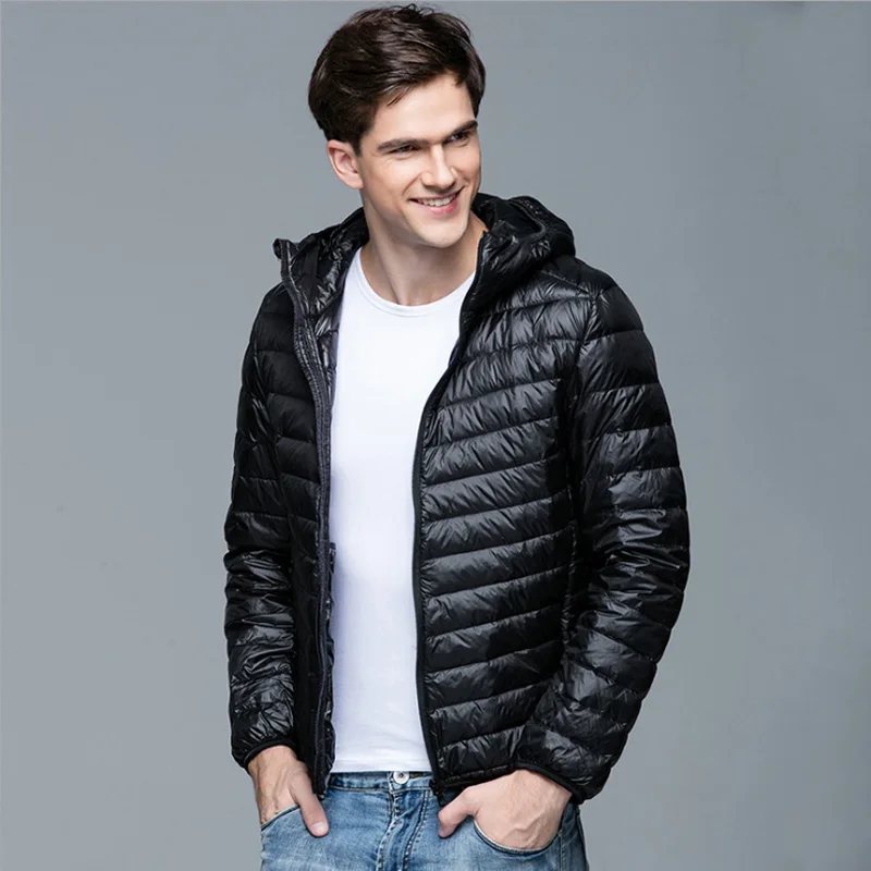 Top Trends: Men Fluffy Winter Coat Fashion Hooded Duck Down Jackets Ultralight Puffer Down Coat Portable Slim Feather Filling Parkas 5XL 6XL Shoppable Styles