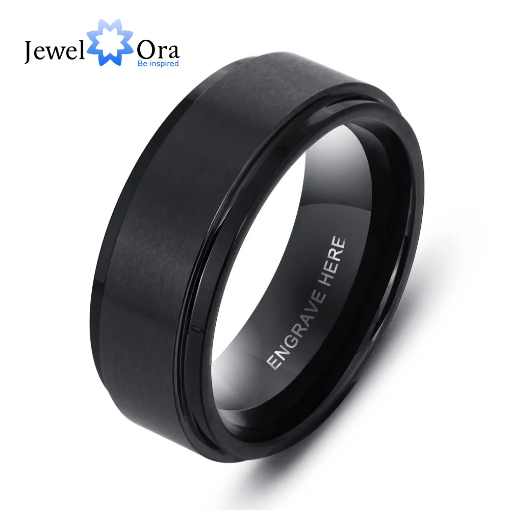 Top Trends: Personalized Engrave Name Rings For Men Black Stainless Steel Ring Fashion Male Jewelry Gift For Husbands (JewelOra RI103856) Shoppable Styles