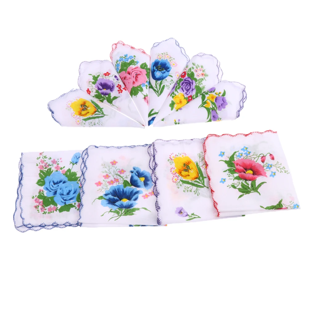 Top Trends: 10pcs Fashion Cotton Women Cute Square Handkerchief Flower Printed Hanky Wedding Party Gifts Shoppable Styles