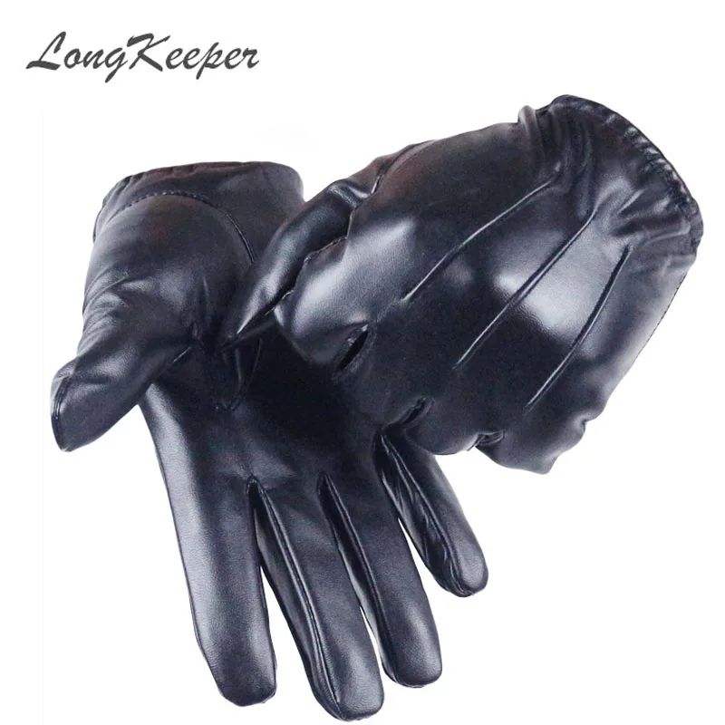 Top Trends: LongKeeper 2021 Hot Women's Full Finger Gloves Female PU Leather Driving Fashion Solid Winter Thick Warm For Men G243 Shoppable Styles