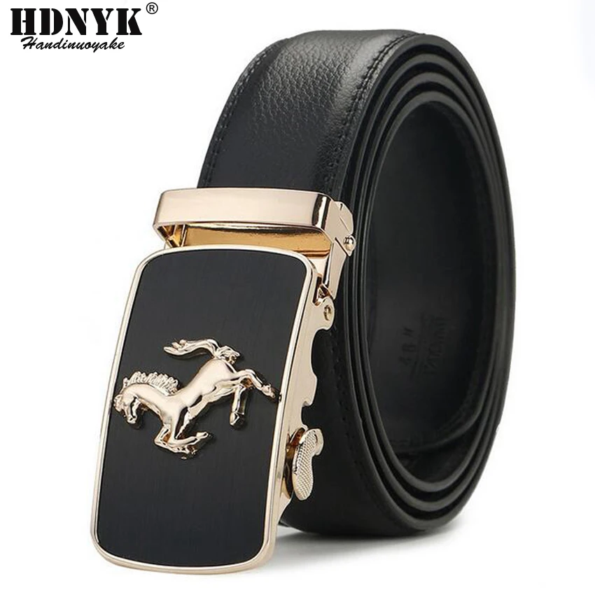 Top Trends: Hot Sell Brand Horse Designer Automatic Buckle Belt Men Genuine Leather Belt Man Luxury Men Belts Alloy Buckle Best As Gift Shoppable Styles