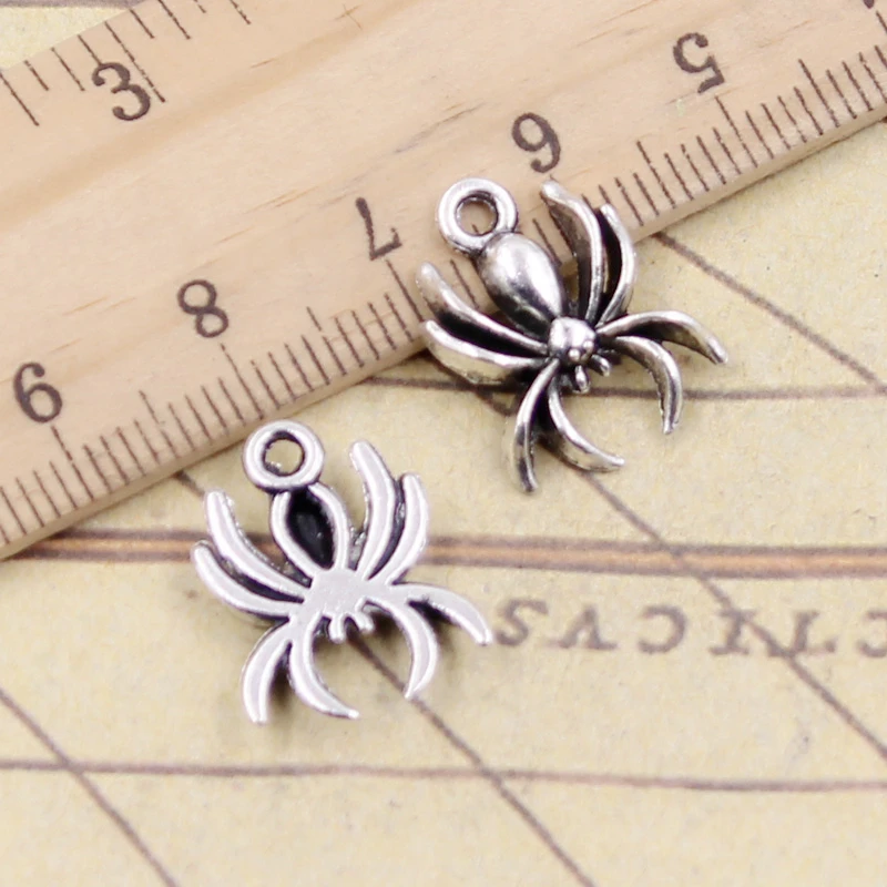 Top Trends: 20pcs Charms Spider Halloween 17x14mm Tibetan Bronze Silver Color Pendants Antique Jewelry Making DIY Handmade Craft Shoppable Styles