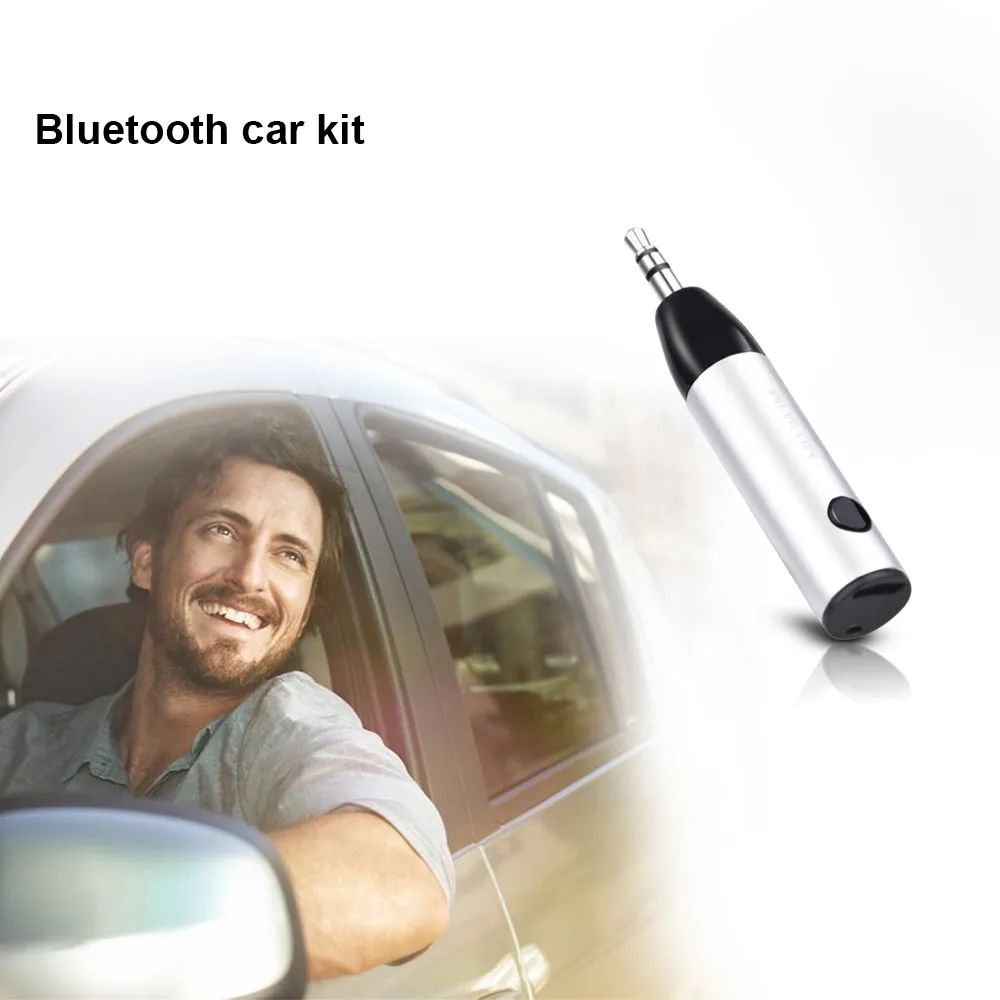 juhtmeta bluetooth adapter auto jaoks, hõbedane ja must disain