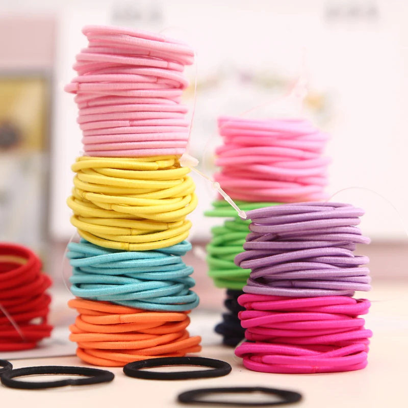 Top Trends: AIKELINA 100pcs / lot 3CM Cute Girl Ponytail Hair Holder Hair Accessories Thin Elastic Rubber Band For Kids Colorful Hair Ties Shoppable Styles - Image 3