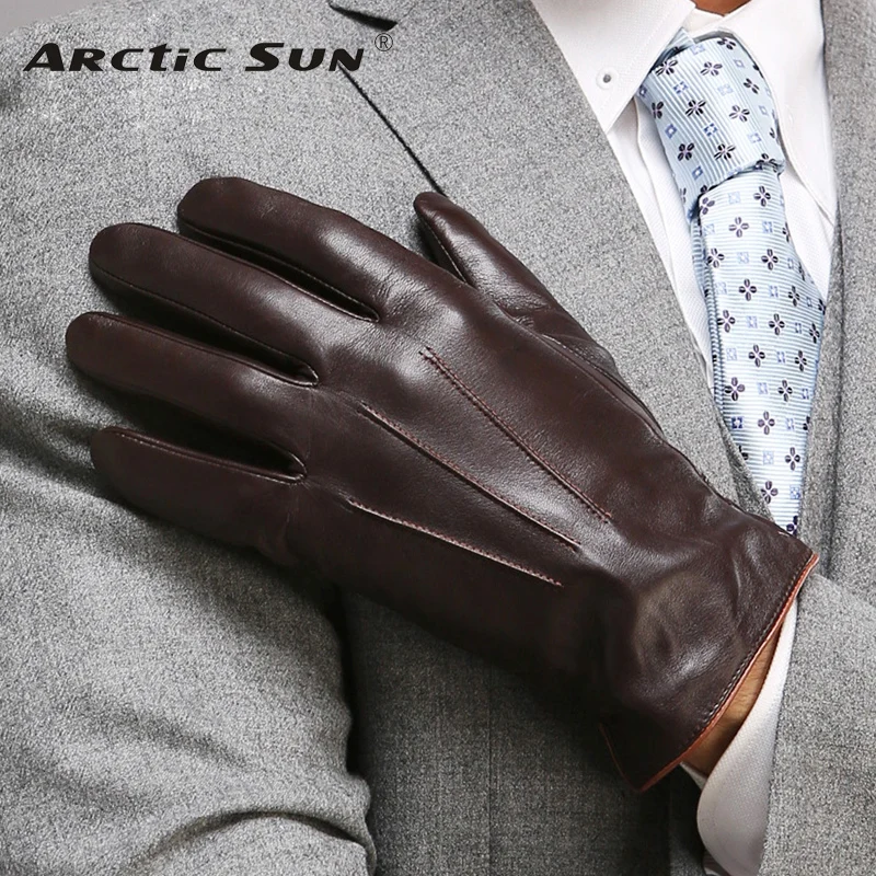 Top Trends: Top Quality Genuine Leather Gloves For Men Thermal Winter Touch Screen Sheepskin Glove Fashion Slim Wrist Driving EM011 Shoppable Styles