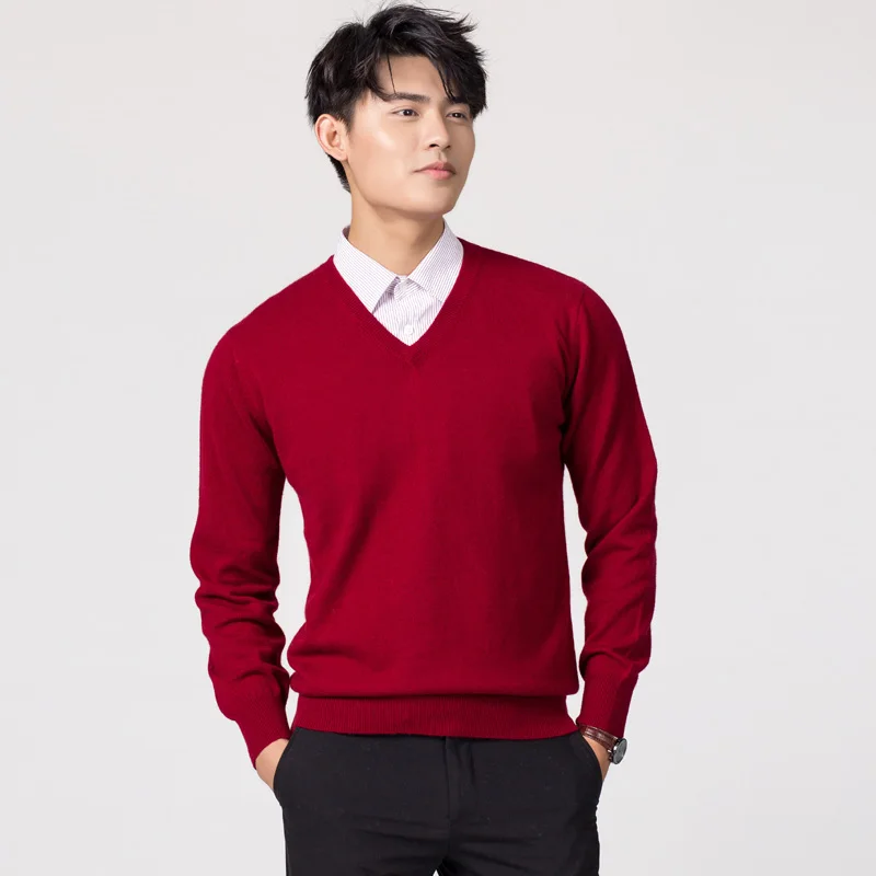 Top Trends: Man Pullovers Winter New Fashion Vneck Sweater Hot Sale Wool Knitted Jumpers Male Woolen Clothes Standard Tops Shoppable Styles