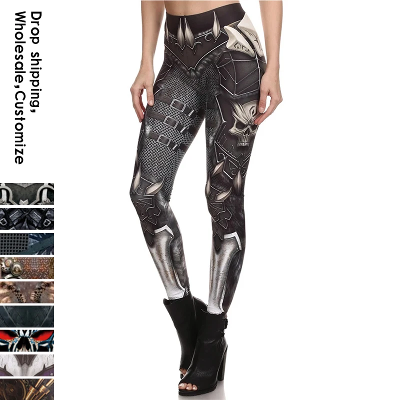 Top Trends: NADANBAO New BARBARIAN Skull Women Leggings Punk Skull Printed Legins High Elastic Fitness Pants Ladies Push-Up Legging Shoppable Styles