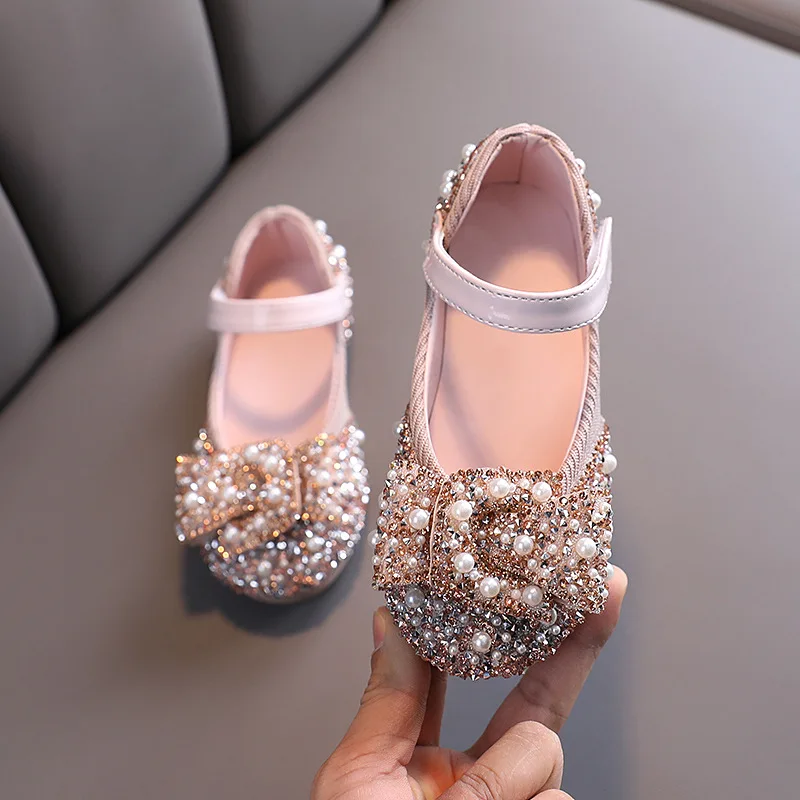 Top Trends: 2023 New Childrens Shoes Pearl Rhinestones Shining Kids Princess Shoes Baby Girls Shoes Party And Wedding D487 Shoppable Styles