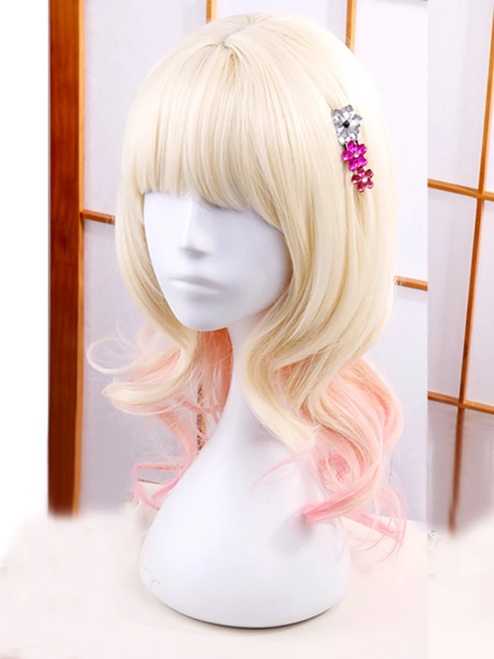 Top Trends: Diabolik Lovers Cosplay Wig Komori Yui Light Blonde With Pink Cos Wigs Heat Resistant Synthetic Hair Cos Wigs + Headwear Hairpin Shoppable Styles - Image 2