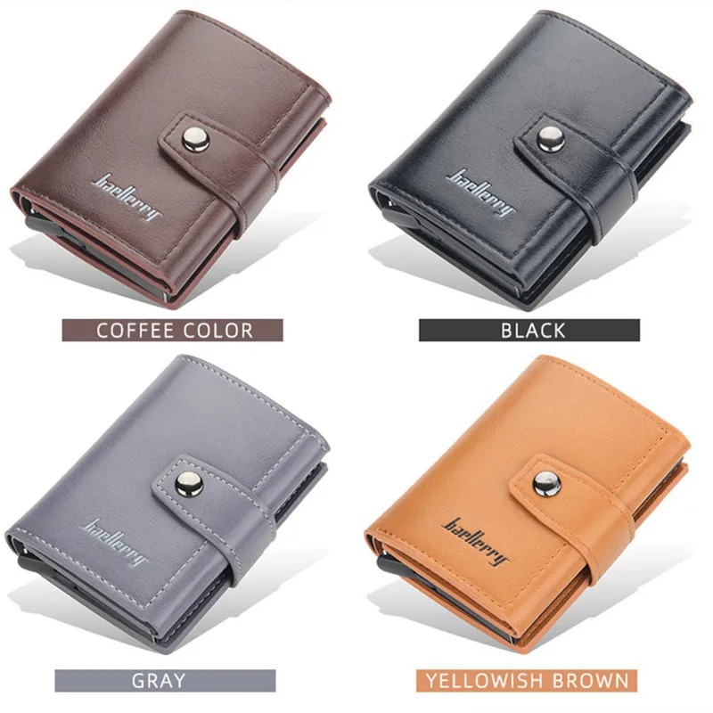 Top Trends: 2024 New Aluminum Box Anti-magnetic Theft Brush Neutral Card Holder Rfid Short Buckle Automatic Spring Card Card Holder Wallet Shoppable Styles