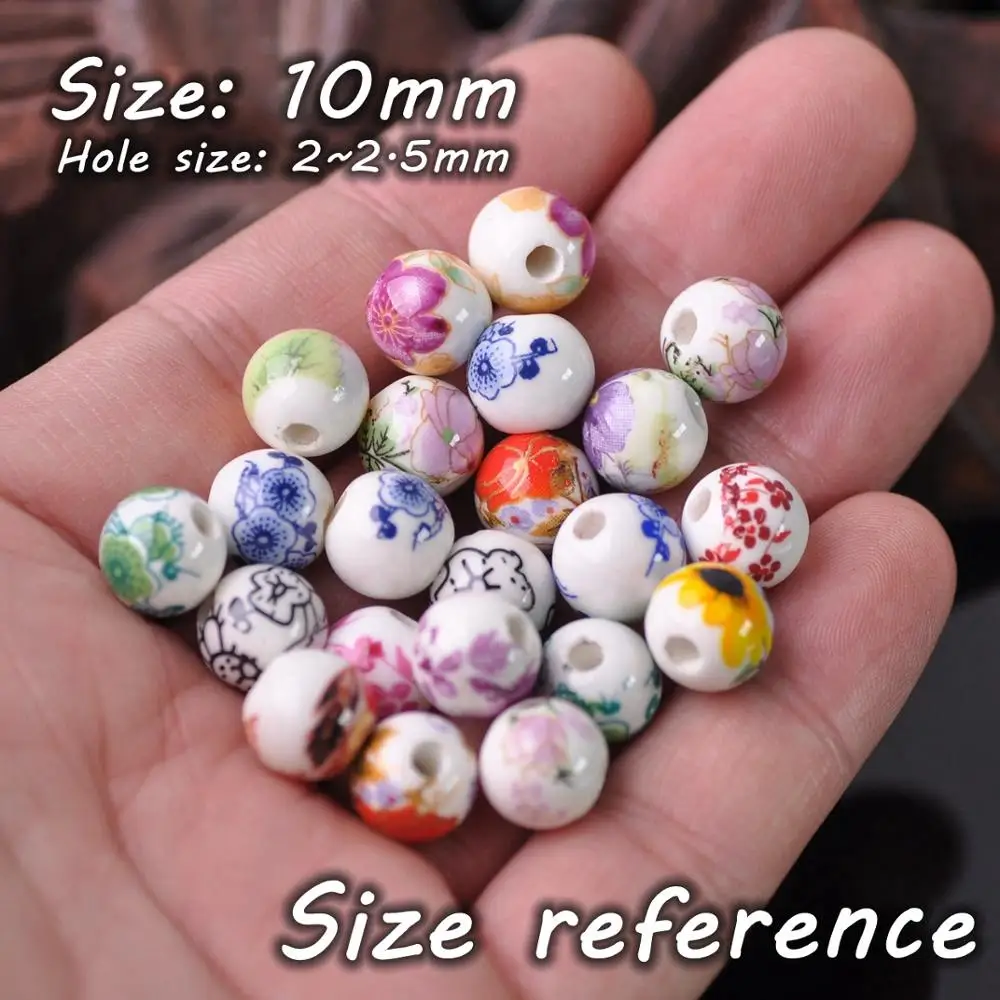 Top Trends: 10pcs 10mm 12mm Flower Patterns Round Ceramic Porcelain Loose Spacer Beads For DIY Crafts Bracelet Jewelry Making 1 #~44 # Shoppable Styles - Image 5