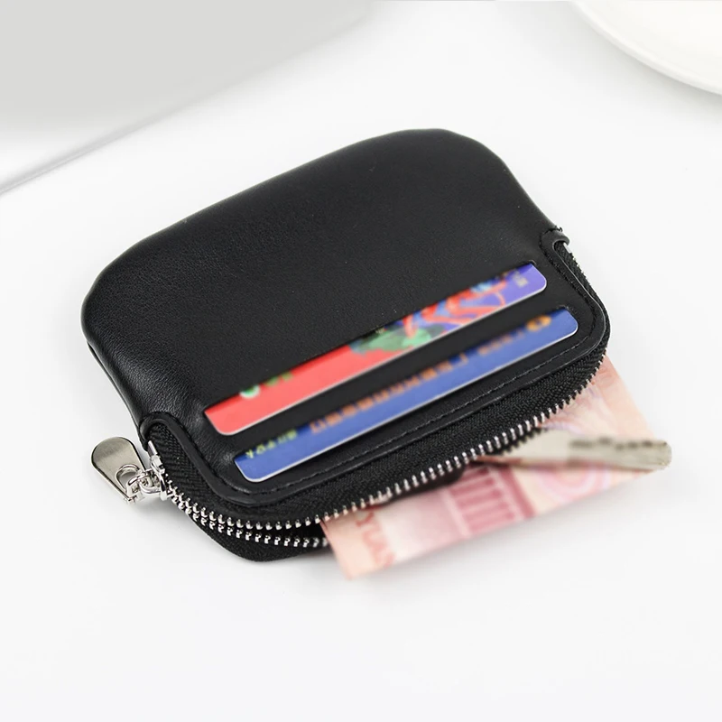 Top Trends: Small Coin Purse Wallet Mini Key Case Zip Coin Case Unisex Credit Card Holder Solid Red Blue Black Card Wallet Business Wallets Shoppable Styles