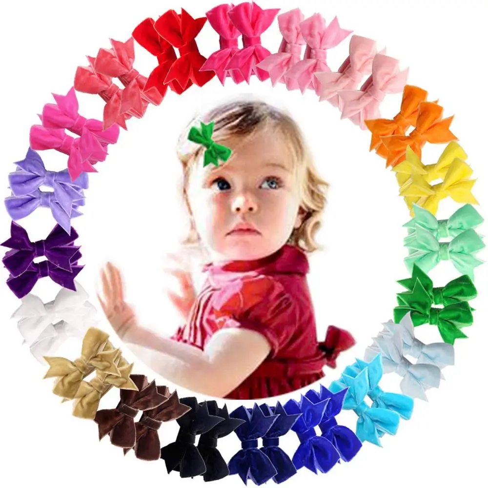 Top Trends: 40PCS Baby Girls 2 Inch Bows Clips 2&quot; Velvet Hair Bows Fully Lined Hair Clips Hair Accessories For Baby Infant Toddlers Kids Chi Shoppable Styles