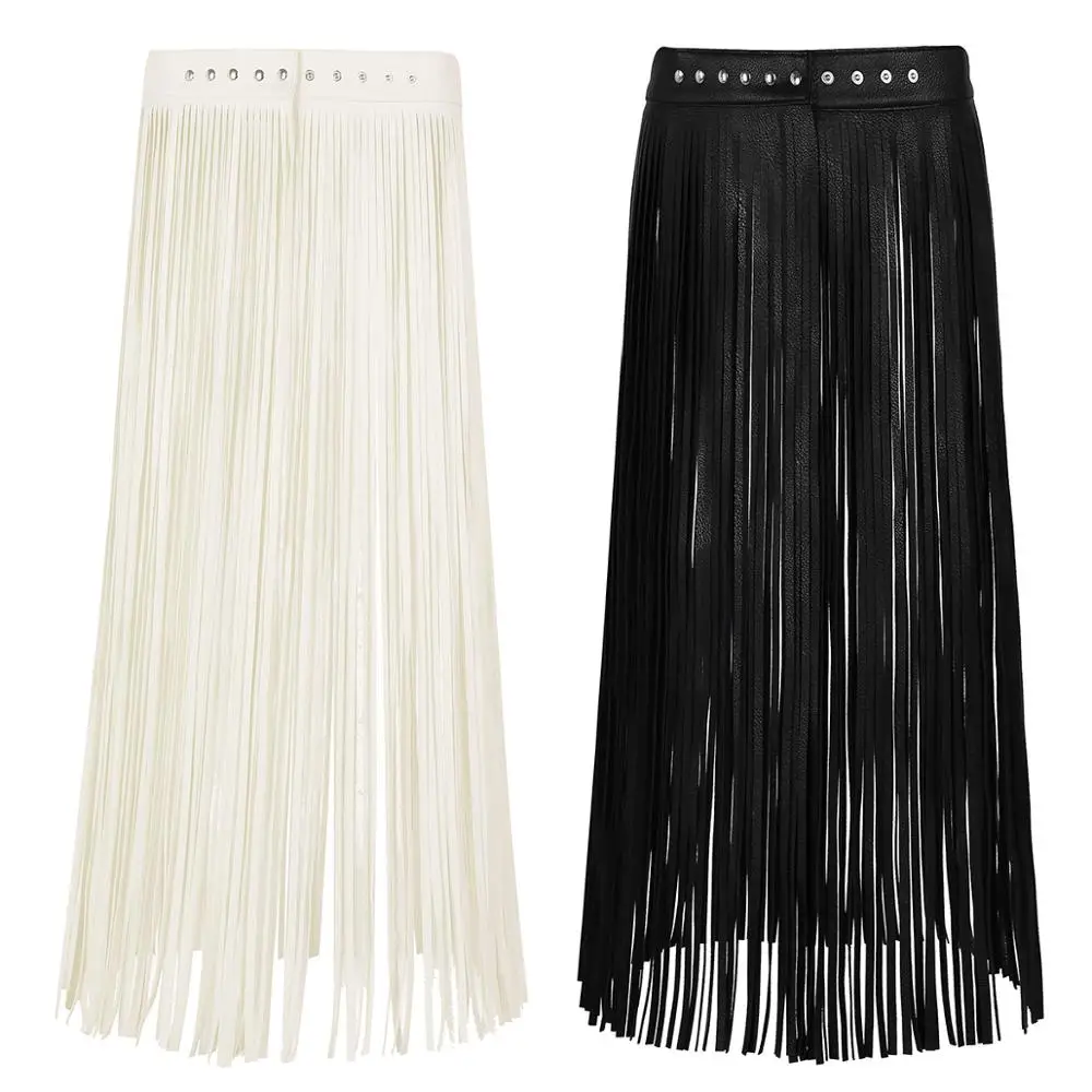 Top Trends: TiaoBug Fashion Ladies Faux Leather Hippy Boho Fringe Tassel Skirt Women Harness Belt Harajuku Waistband Punk Gothic Rave Belt Shoppable Styles