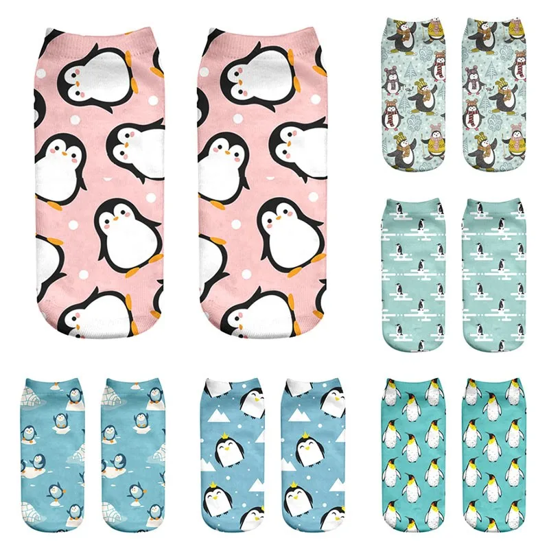 Top Trends: 3D Cartoon Penguin Socks Women Funny Kawaii Crew Socks Casual Colorful Gift Short Socks Cute Feminine Socks Calcetines Shoppable Styles