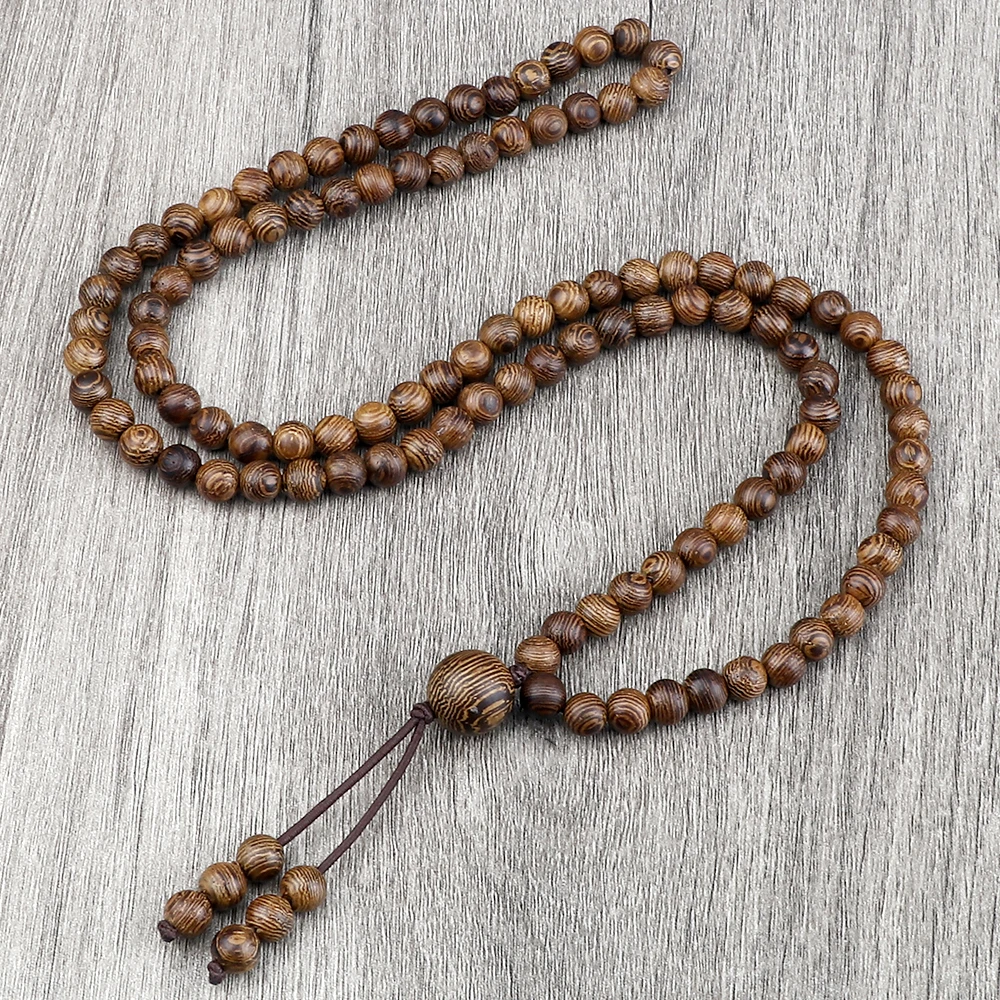 Top Trends: Vintage 108 Wooden Beads Bracelets 6mm Women Men Elastic Beaded Long Necklace Fashion Buddhist Prayer Yoga Jewelry Handmade Gift Shoppable Styles