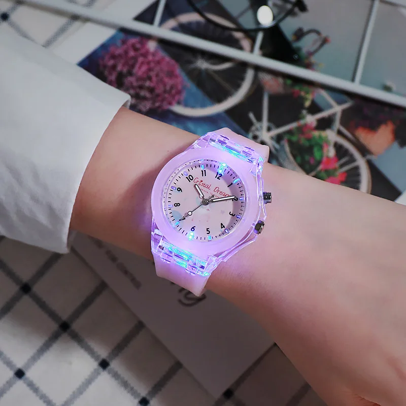 Top Trends: Luminous Kids Watches LED Colorful Flash Digital Waterproof For Boys Girls Quartz Watch Creative Children&#039;s Sport Wristwatch Shoppable Styles