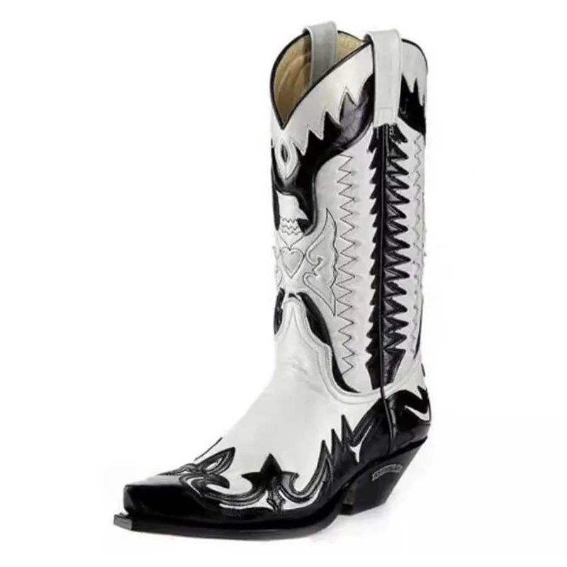 Top Trends: 2024 Fashion New Men's Cowboy Boots Mid-Heel Motorcycle Casual High-Quality Male Pums Plus Size: 38-44 45 46 47 48 Shoppable Styles