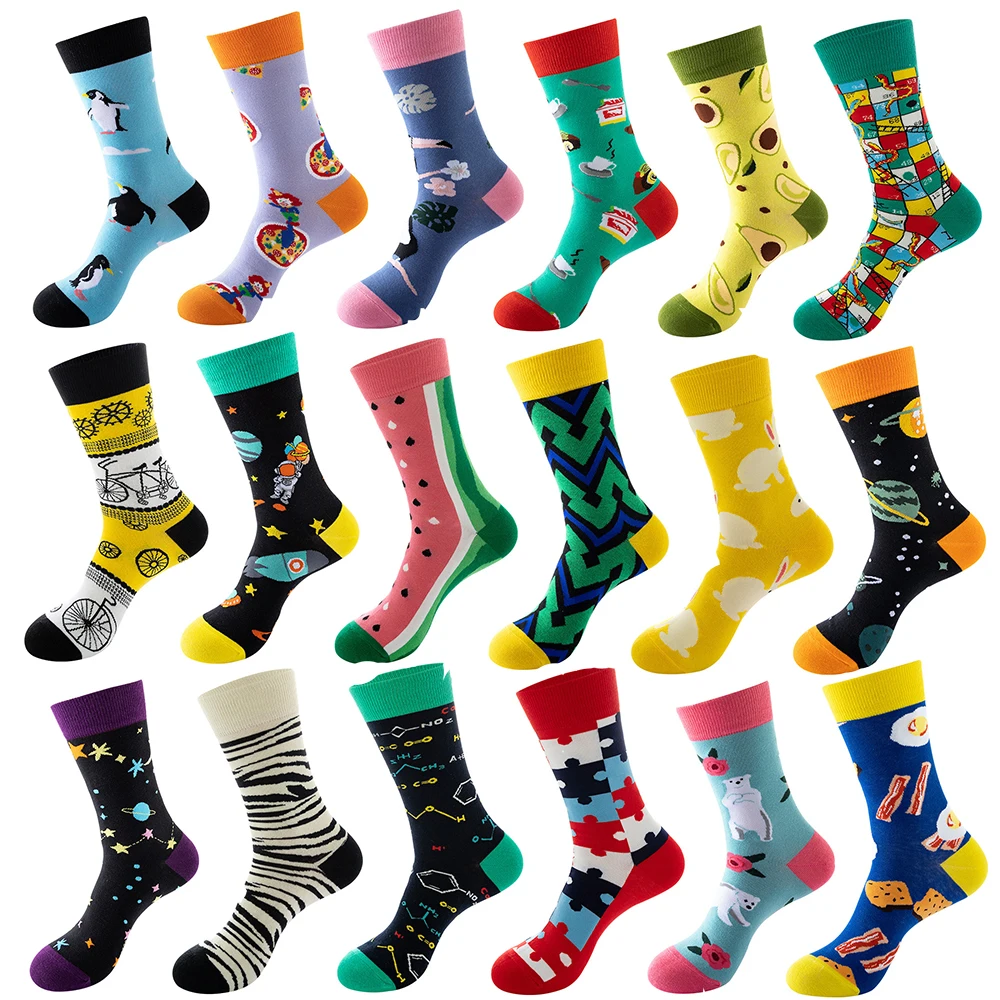 Top Trends: 1 Pair New Product Geometric Trendy Socks Foreign Trade Socks Men And Women Personality Trend Socks Cotton Shoppable Styles