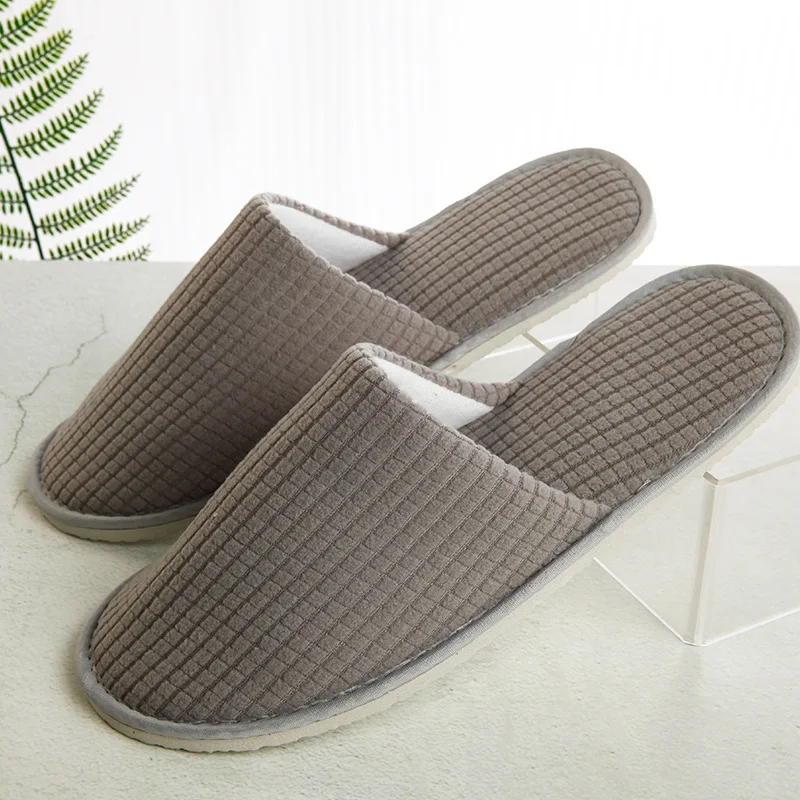 Top Trends: 5 Pairs / Lot Winter Home Cotton Slippers Men Women Disposable Hotel Slippers Travel Slide Sandals Hospitality Guest Footwear Shoppable Styles