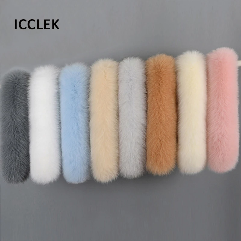 Top Trends: Winter Fox Fur Collar For Women Coat Fluffy Real Fur Hat Strips Hooded Fur Collar Scarf Genuine Warm Fox Fur Shawl Scarves Shoppable Styles