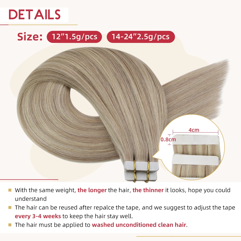 Top Trends: Moresoo Human Hair Extensions Tape In Remy Ash Blonde Highlight Hair Silky Straight Hair Extensions 100% Real Tape In Human Hair Shoppable Styles - Image 4