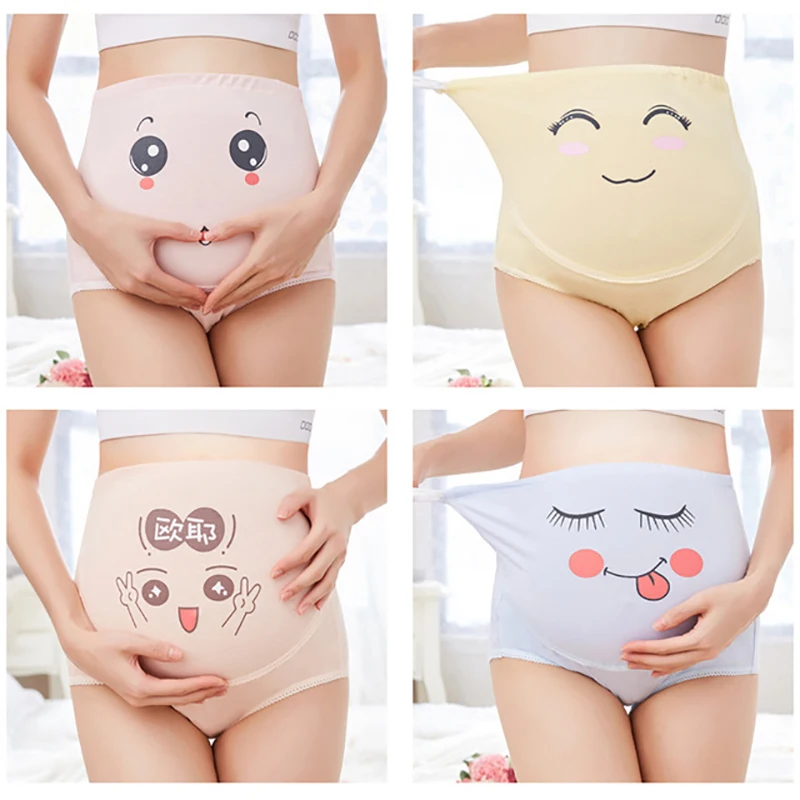 Top Trends: Cotton Pregnancy Panties Intimates Maternity Bandage Adjustable Belly Cartoon Solid Color Underwear Clothing For Pregnant Women Shoppable Styles